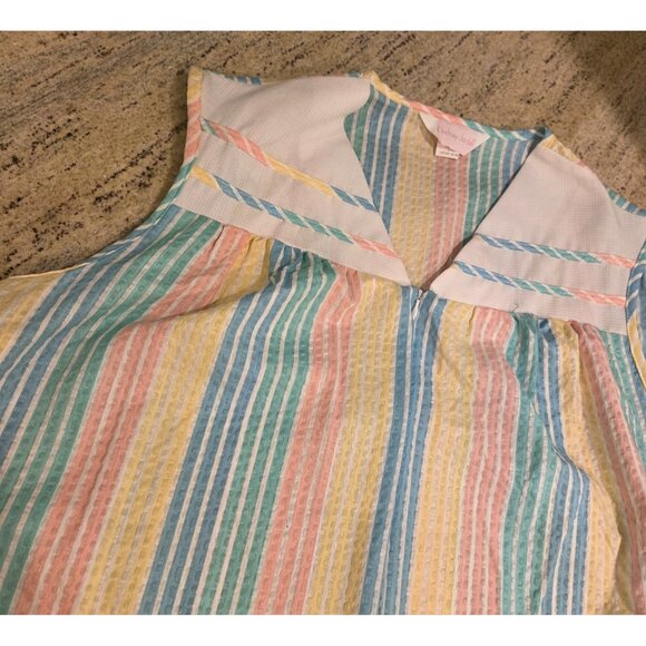 Vtg Lindsay Jordan Pastel Zip up House Coat Robe Sz 24W Button Candy Look Pocket - Picture 7 of 15